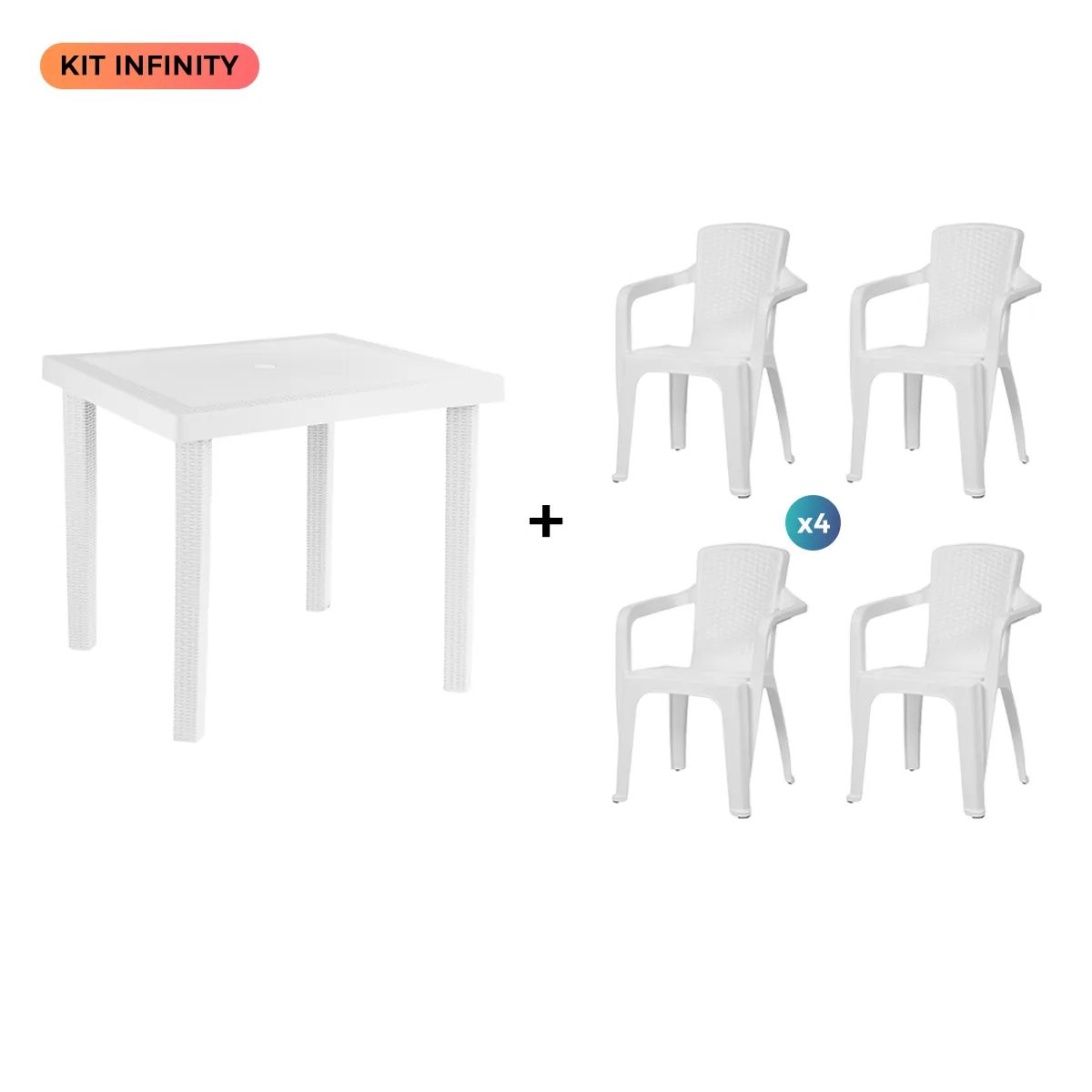 Kit Infinity Mesa terraza + 4 sillas | color blanco – MQ