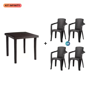 Kit Infinity Mesa terraza + 4 sillas | color café – MQ