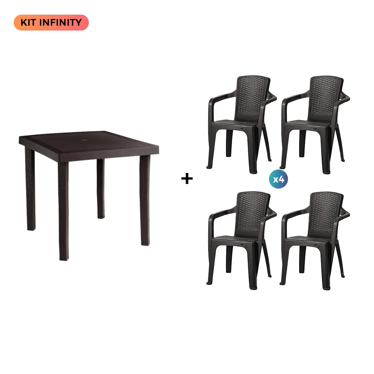 Kit Infinity Mesa terraza + 4 sillas | color café – MQ